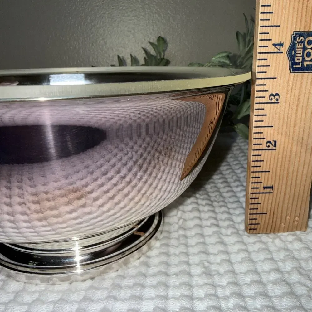 Vtg Gorham Silverplate Footed Pedestal Serving Bowl YC780 w Plastic Insert 8”